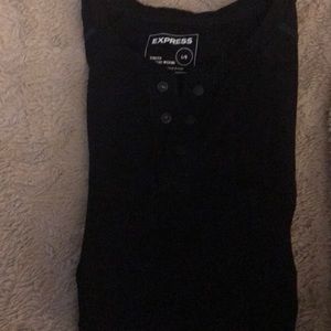 Henley short sleeved, black T-shirt